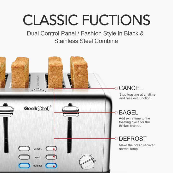 Geek Chef Toaster – 4-Slice - Homelistsplus