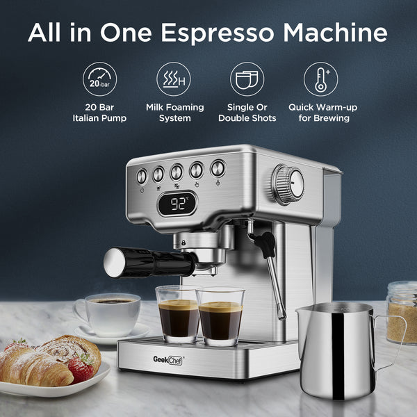 20-Bar Espresso Machine with Milk Frother - Perfect for Latte & Cappuccino